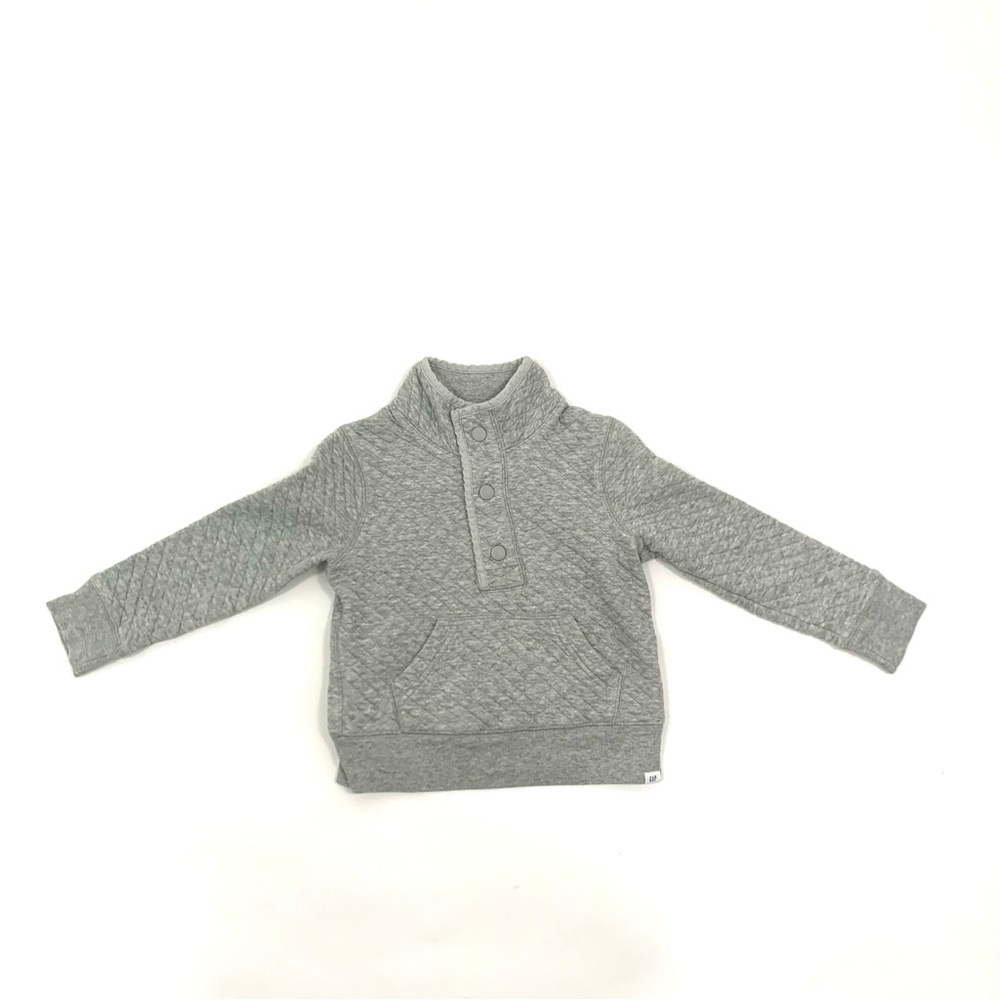 GAP sweatshirt pullover Unisex 5T Gray Buttons Pockets Quilted Boys Girls